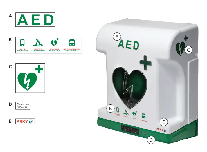 ARKY 60223 Core Plus Wandschrank For Defibrillator - Pictograms