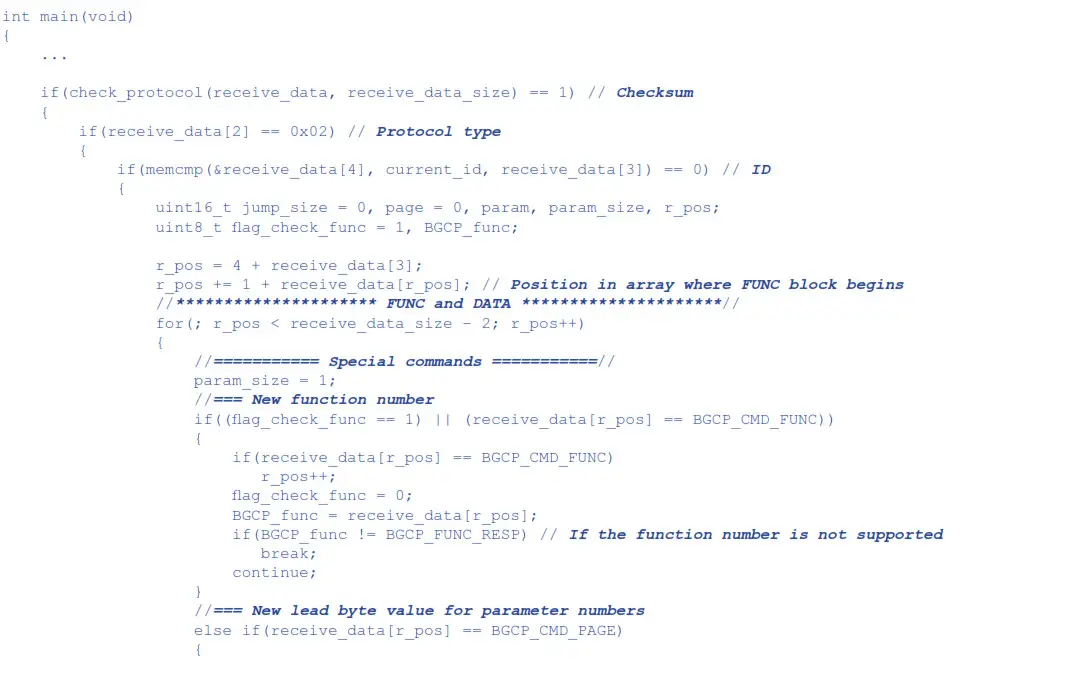 BLAUBERG VENTO Expert A30 W V.2 - EXAMPLE OF PROCESSING PACKETS WRITTEN IN C 2