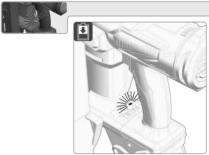 milwaukee M18FN16GA 18V Cordless Nail Gun Instruction Manual - Low Battery LED