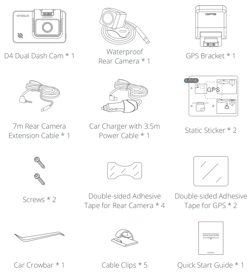 KINGSLIM D4 4K Dual Dash Cam - Device 16