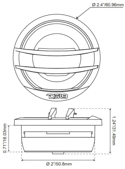 DS18 TX1 2'' Diameter 0 5'' Vc Pei Dome Tweeter - fig