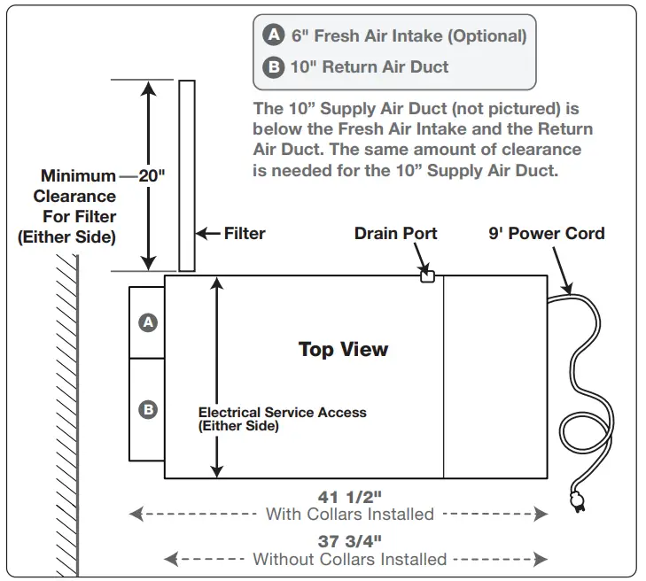 SANTA FE Ultra155 Pint Dehumidifier - Supply Air Duct