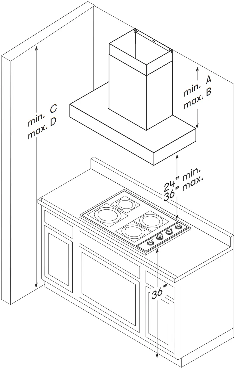 Zephyr ZRP E36BS Roma Pro Wall Mount Range Hood - Duct pieces 19
