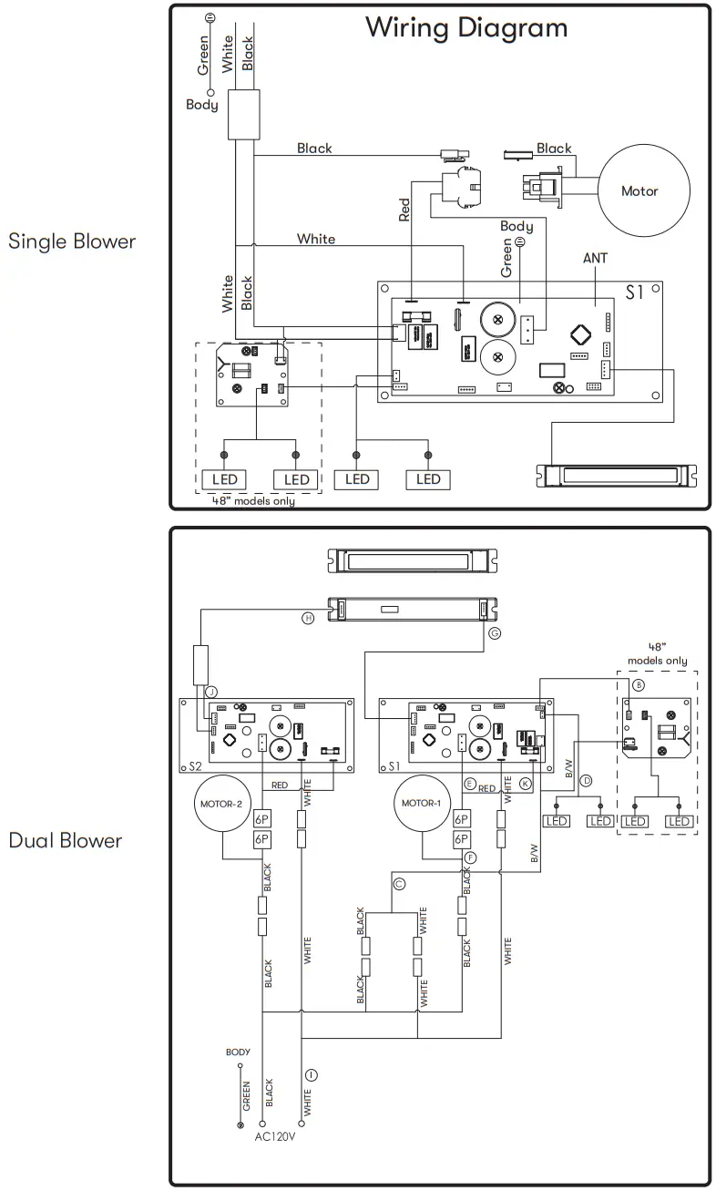 Zephyr ZRP E36BS Roma Pro Wall Mount Range Hood - Wiring Diagram