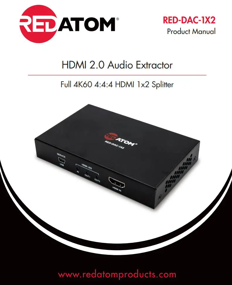REDATOM RED-DAC-1X2 HDMI 2.0 Audio Extractor User Manual
