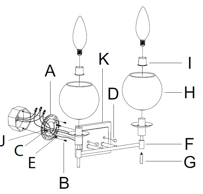 Hunter 19761 Xidane Vanity Light FIG 1