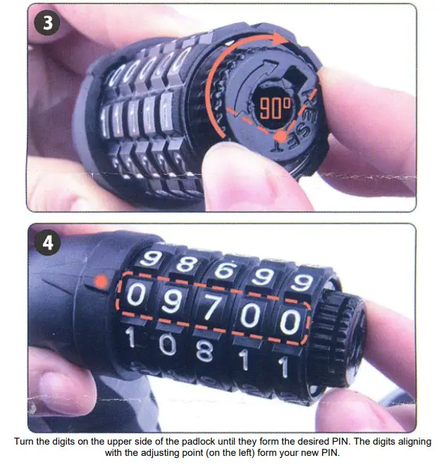 WILTEC 62604 Padlock or Chain Lock with 5 Digit Combination Code for Bicycles and Motorcycles 120cm - Figure 2