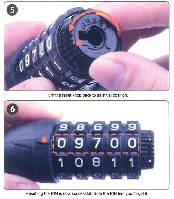 WILTEC 62604 Padlock or Chain Lock with 5 Digit Combination Code for Bicycles and Motorcycles 120cm - Figure 3