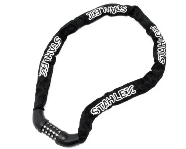 WILTEC 62604 Padlock or Chain Lock with 5 Digit Combination Code for Bicycles and Motorcycles 120cm