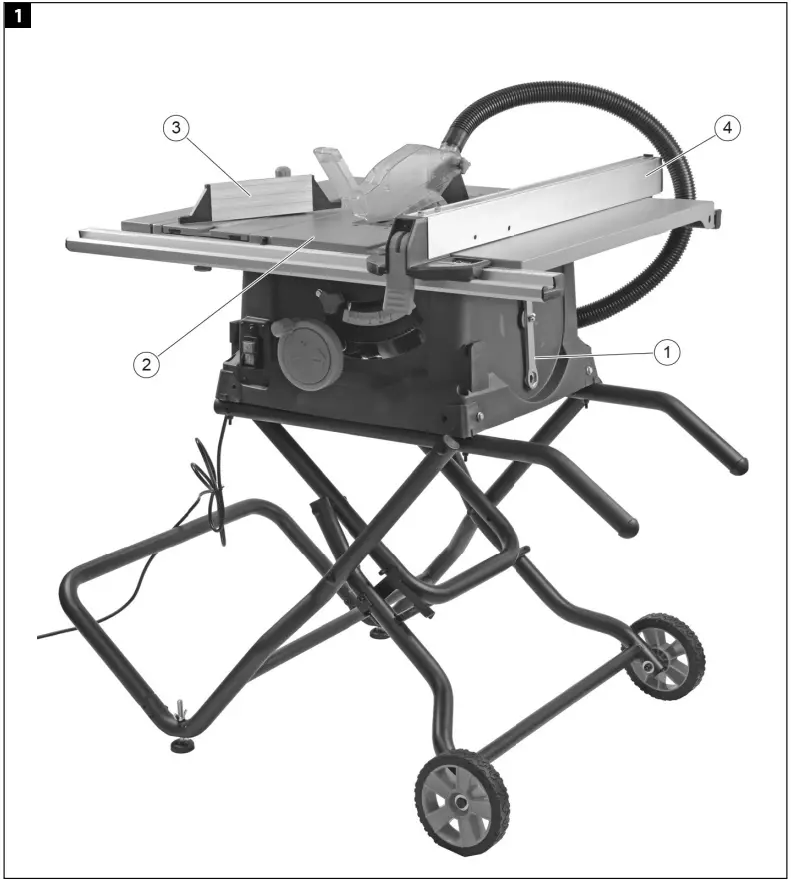 MEEC TOOLS 017711 Table Saw with Castors 1