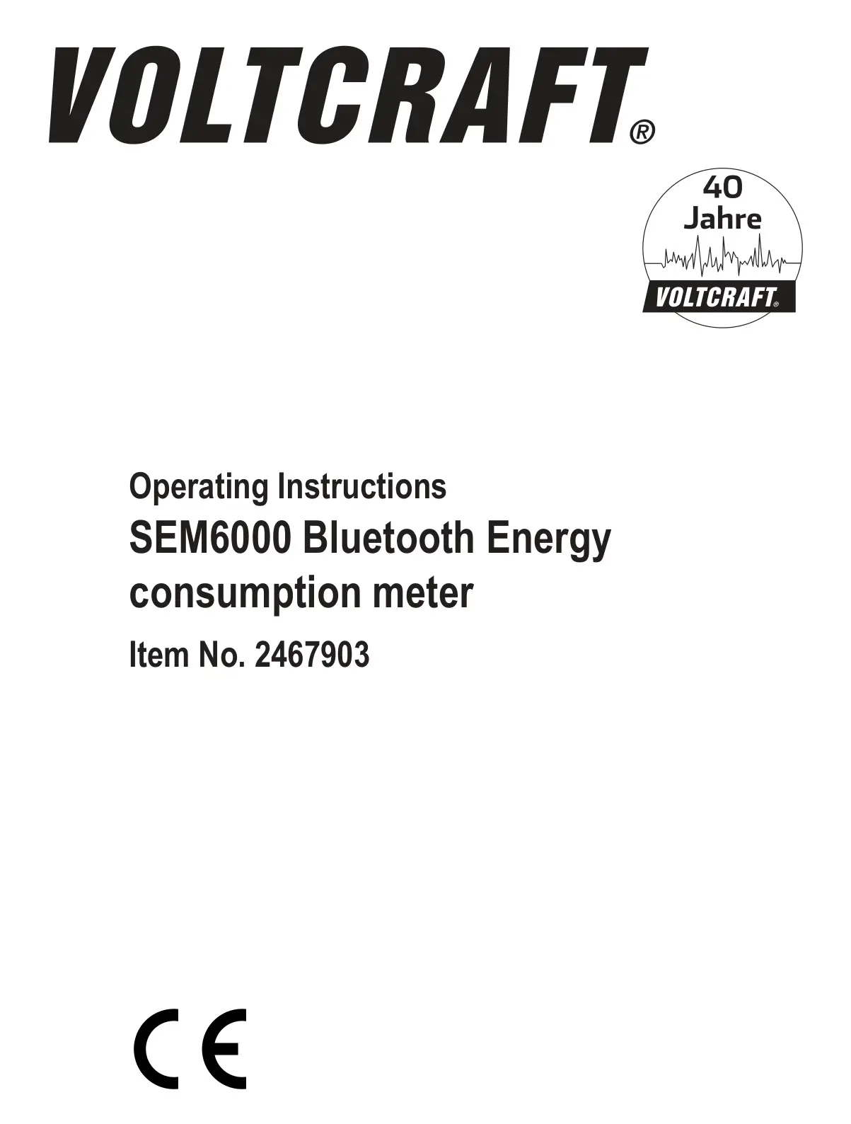 VOLTCRAFT SEM6000 Bluetooth Energy Consumption Meter Instruction Manual