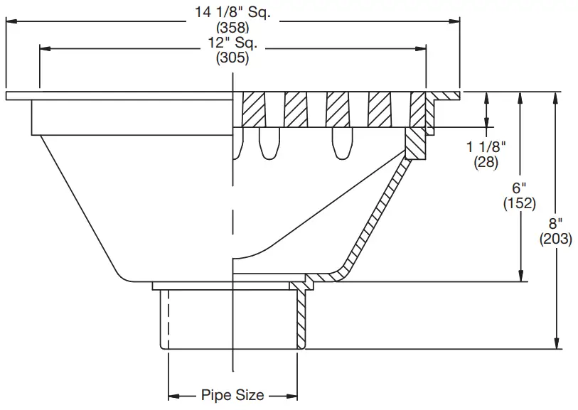 WATTS FS-500 12 Inch Square x 6 Inch Deep PVC Sanitary Floor Sink - 1