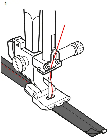bernette 502060 14 88 2 Grooves Sewing Machine Piping Foot - 1