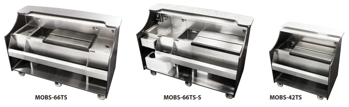 Perlick MOBS 42TE 42 Inch Stainless Steel Mobile Bar with Ice Chest - fig 1