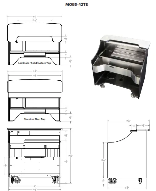 Perlick MOBS 42TE 42 Inch Stainless Steel Mobile Bar with Ice Chest - fig 4