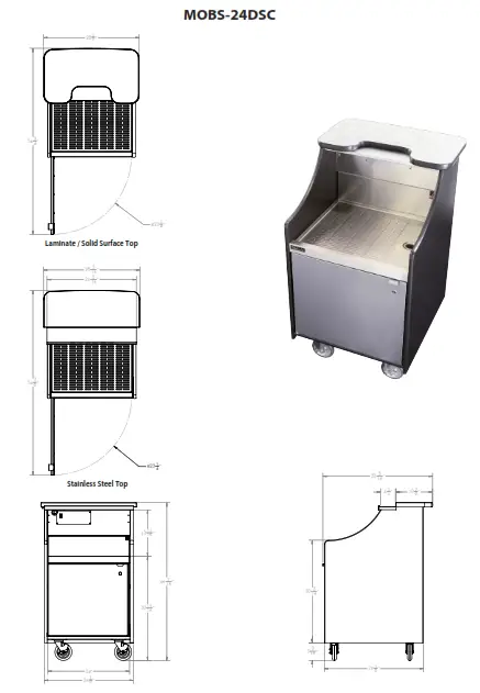 Perlick MOBS 42TE 42 Inch Stainless Steel Mobile Bar with Ice Chest - fig11