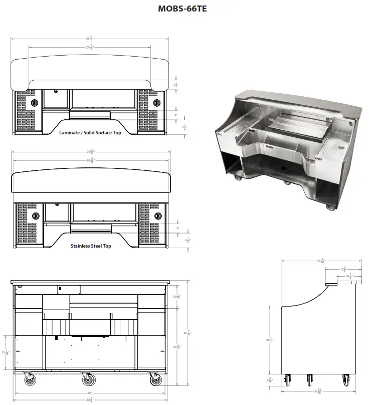 Perlick MOBS 42TE 42 Inch Stainless Steel Mobile Bar with Ice Chest - fig5