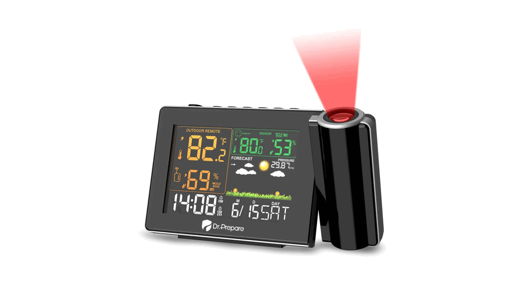 Dr Prepare Dpws-out-005-us Projection Weather Clock With Focus Knob User Manual