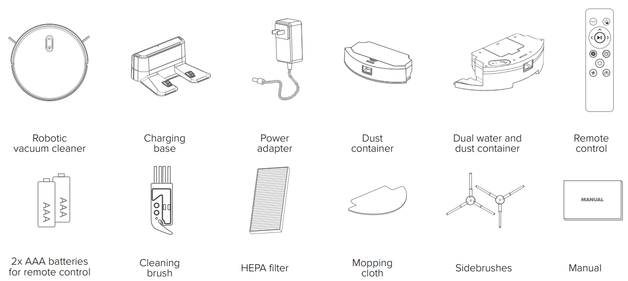 niceboy CHARLES i8 Robotic Vacuum - Package contents