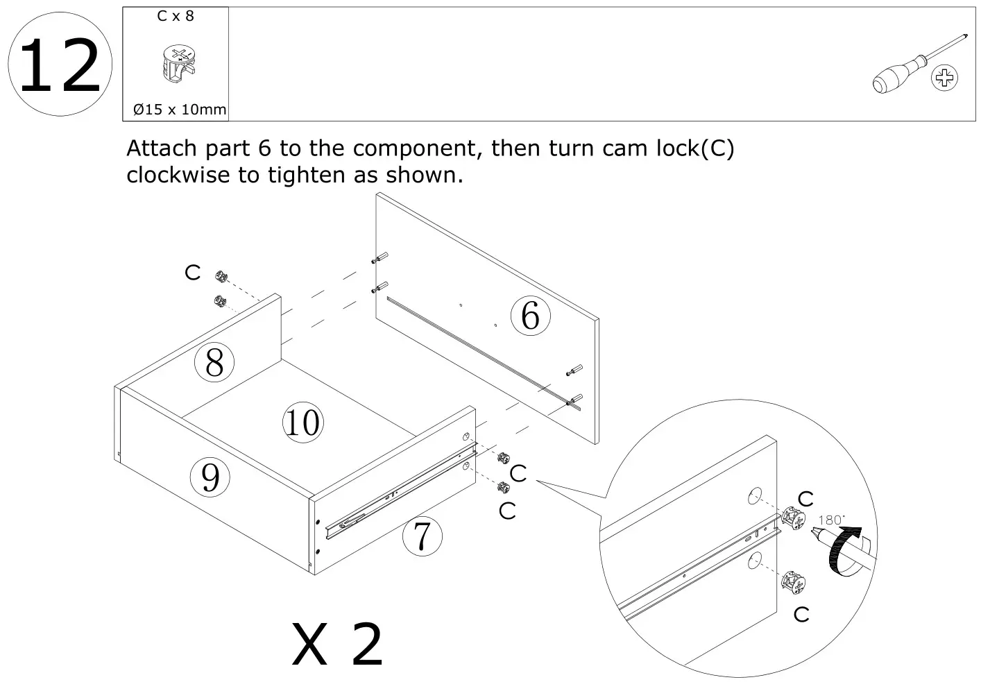 FUFU GAGA LJY-KF310010-01 Modern 2-Drawer Nightstand - Figure 12