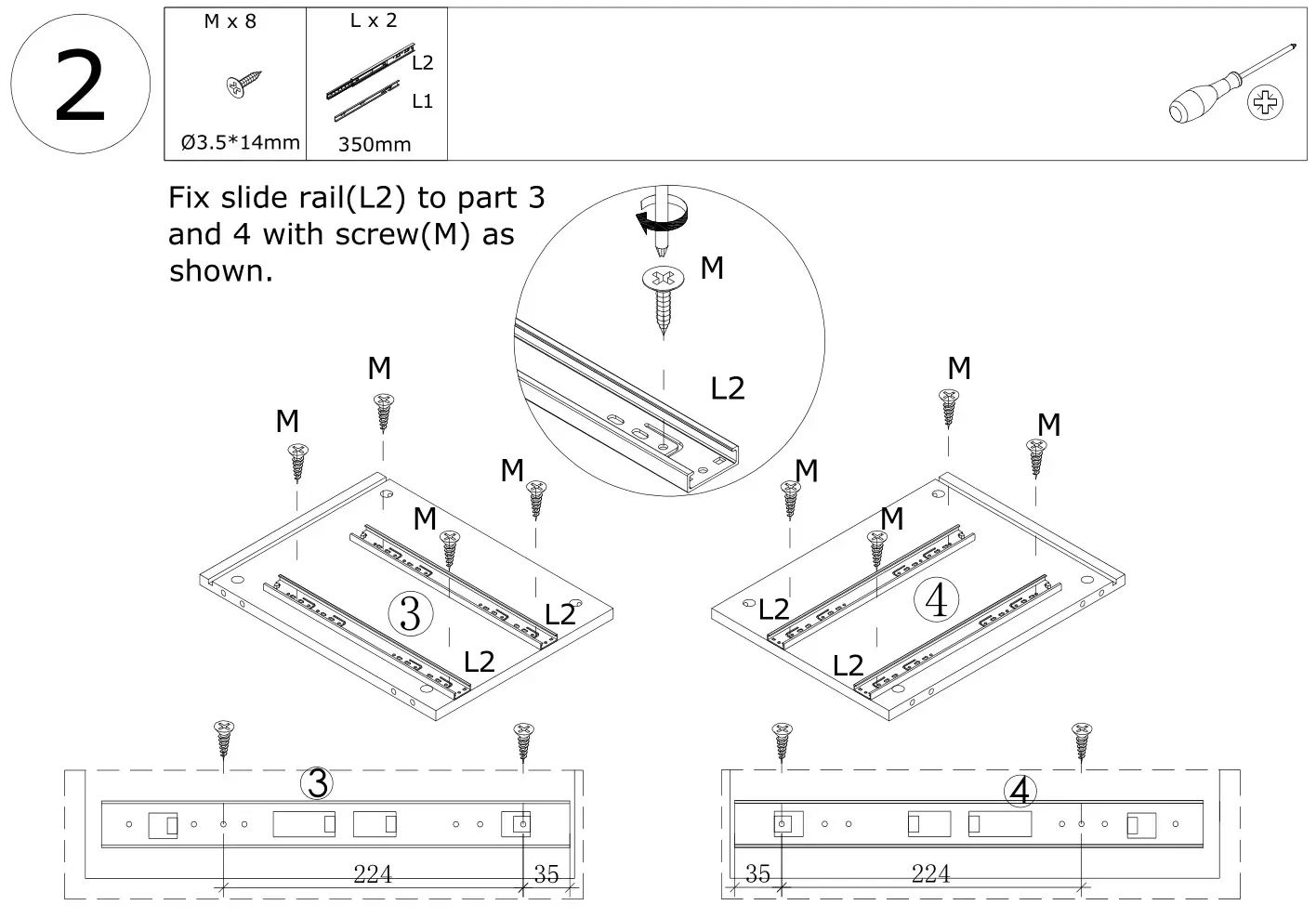 FUFU GAGA LJY-KF310010-01 Modern 2-Drawer Nightstand - Figure 2