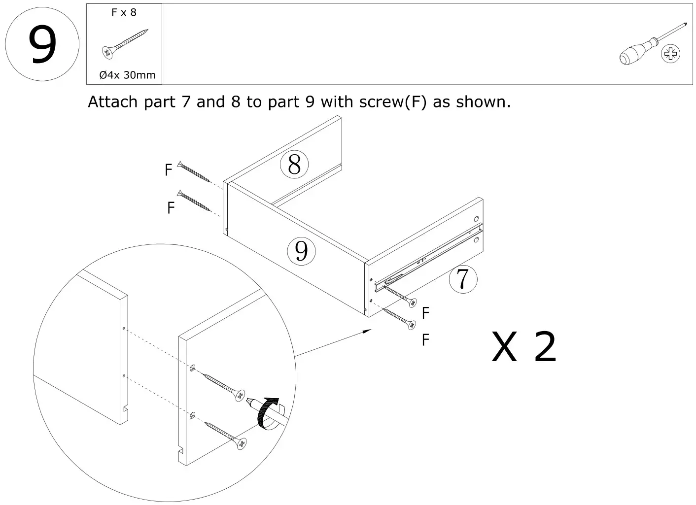FUFU GAGA LJY-KF310010-01 Modern 2-Drawer Nightstand - Figure 9
