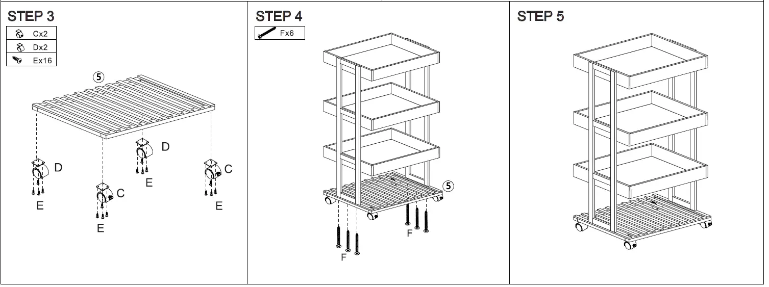 Kmart 43147717 4 Tier Bamboo and White Trolley 3