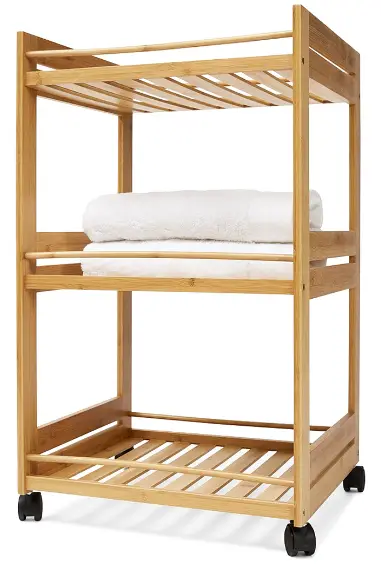 Kmart 43147717 4 Tier Bamboo and White Trolley