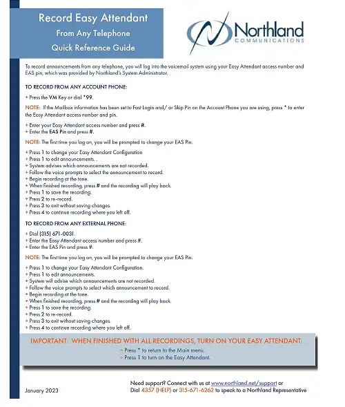 Northland-Record-Easy-Attendant-PRODUCT