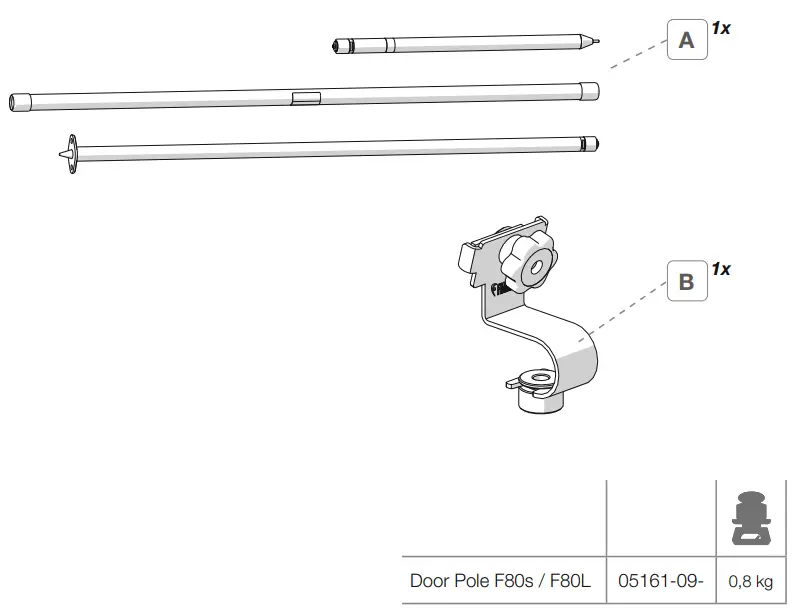 FIAMMA Door Pole F80s-F80L Vertical Telescopic Polet - Fig 1