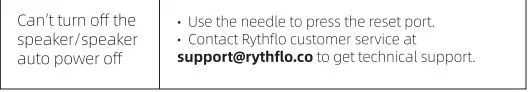 rythflo RY-BS010 Portable Bluetooth Speaker User Manual - Troubleshooting