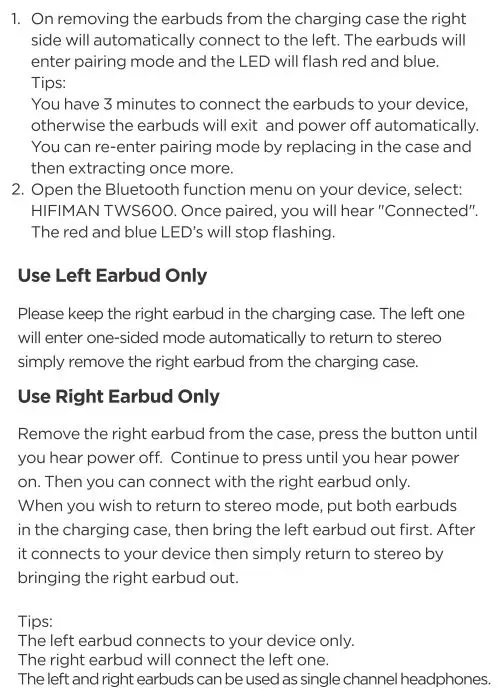 HIFIMan TWS 600 Earbuds - Bluetooth Pairing