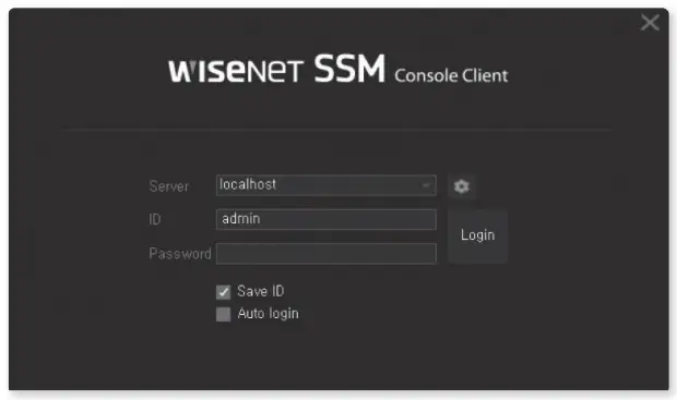 WISENET PRO 7510B4 PC NVR for Recording - Login button