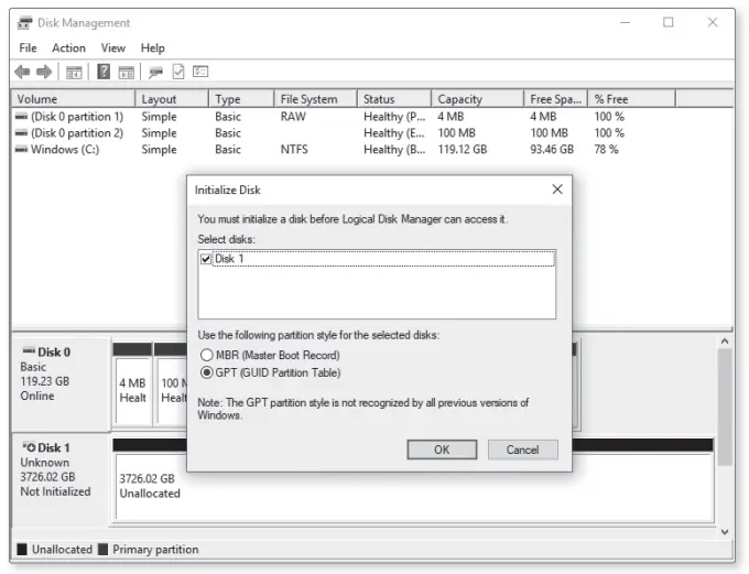 WISENET PRO 7510B4 PC NVR for Recording - Partition Table