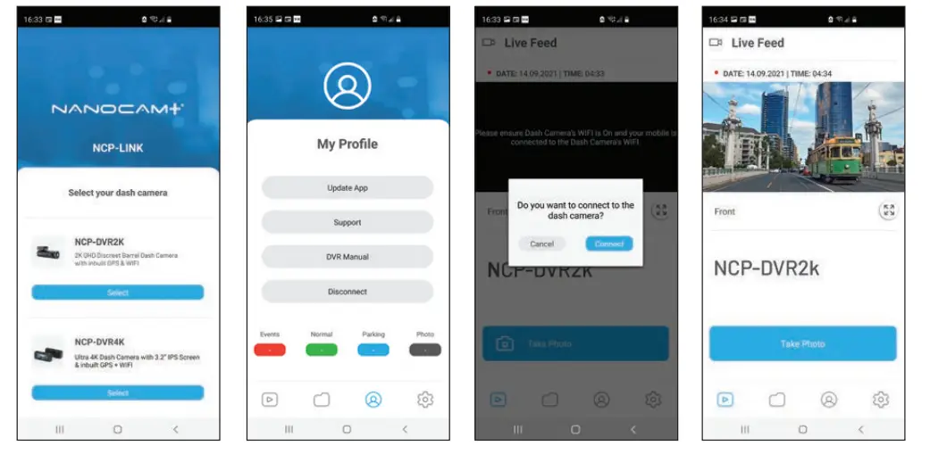 Supercheap NCP-DVR2K Dash Cam 2K Discreet with GPS and Super capacitor and Wi-Fi - app