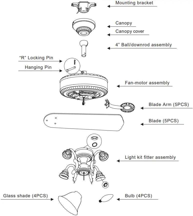 ParrotUncle F6277110V Ceiling Fan - overview