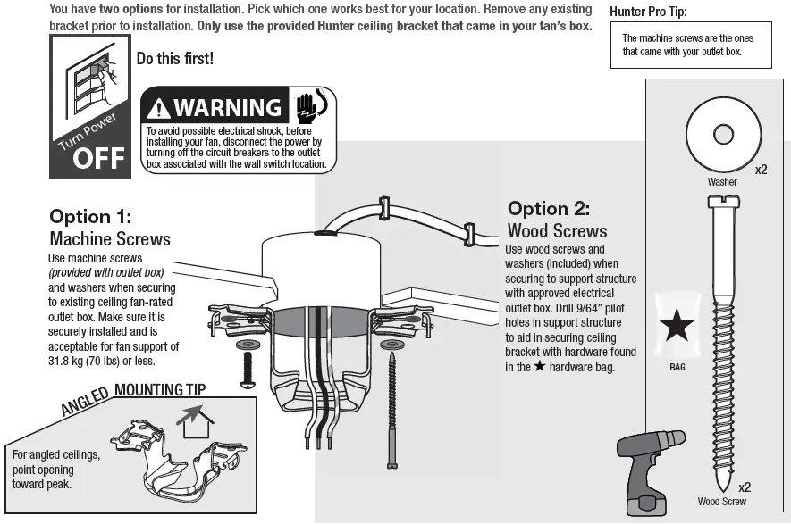 Installing the Ceiling Bracket
