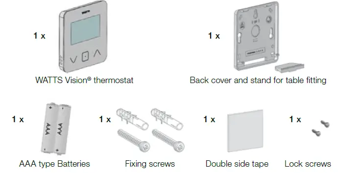 WATTS BT-D03 RF Wireless Thermostat with Glass Touch Screen FIG 1