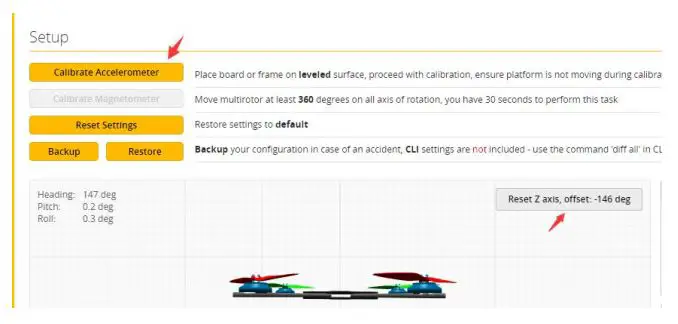 HGLRC Stack FD F4 Mini Fight controller - Calibration accelerometer