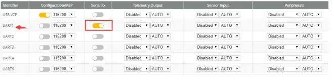HGLRC Stack FD F4 Mini Fight controller - Setting up the receiver 3