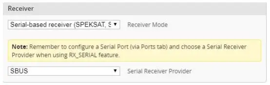 HGLRC Stack FD F4 Mini Fight controller - Setting up the receiver 4
