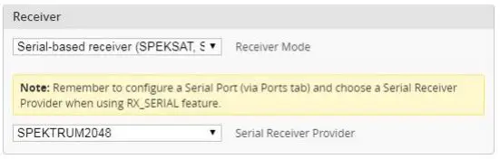 HGLRC Stack FD F4 Mini Fight controller - Setting up the receiver 6