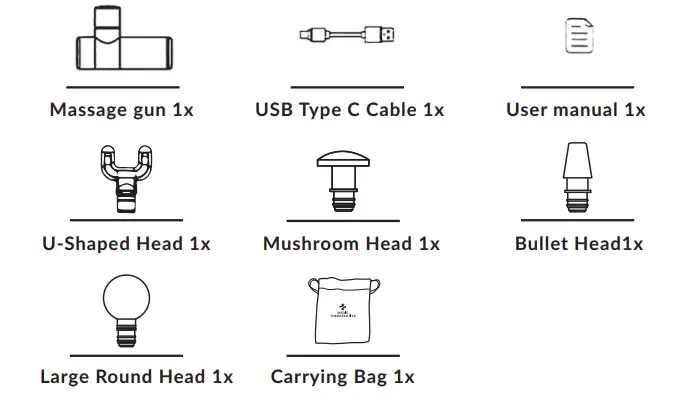 MEDIC THERAPEUTICS MT TRAVMG 001 Travel Massage Gun - PARTS OVERVIEW