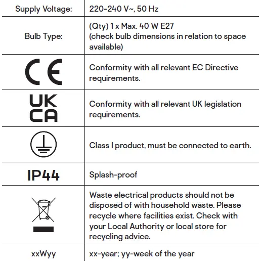 SCREWFIX 3132 Outdoor Golf Ball Brick Light Black 21
