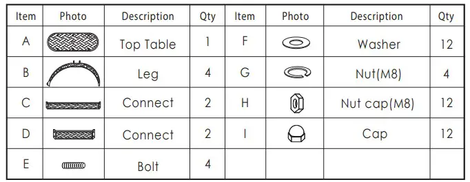 Patio time 72x42inch Cast Aluminum Oval Dining Table PARTS