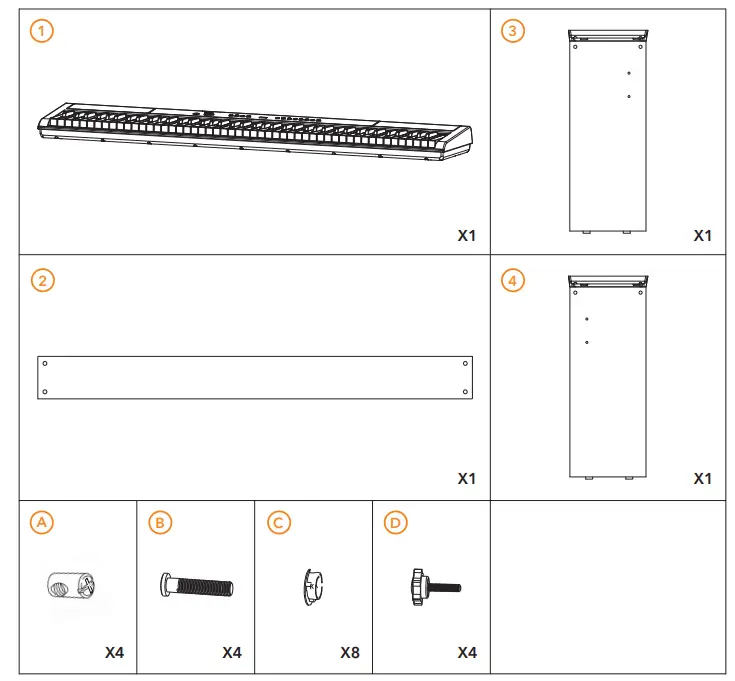 Gear4music SDP 2 WH Digital Piano - CONTENTS CHECKLIST