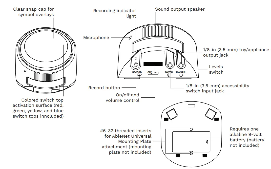 AbleNet-10000046-Choice-Message-Recorder-Communication-Assistive-Device-FIG-1
