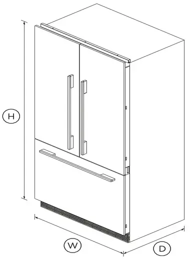 FISHER PAYKEL RS36A72J1 N Integrated French Door Refrigerator Freezer - DIMENSIONS