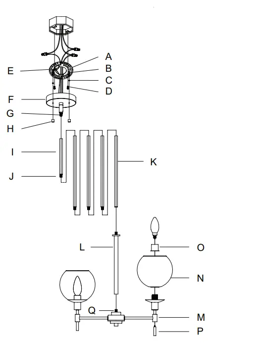 Hunter 19740 Xidane 3 Light Chandelier FIG 1