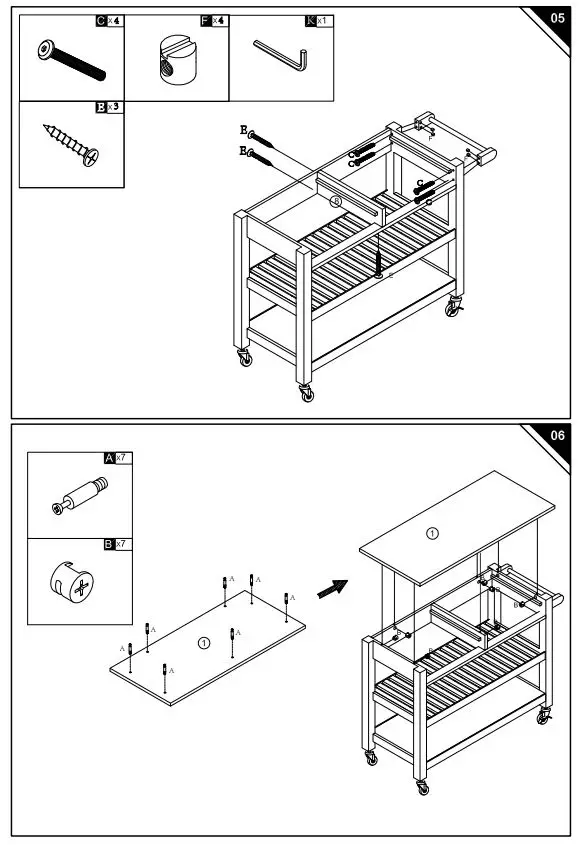 KITCHEN-ISLAND DL-DT1910-Two-Drawers-Serving-Cart-fig-5
